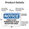 Signmission Food Is Not Permitted In Our Reception Area, 18 in W x Rectangle, Plastic OS-2PACK-NS-P-1218-L-12822 - alternate 7